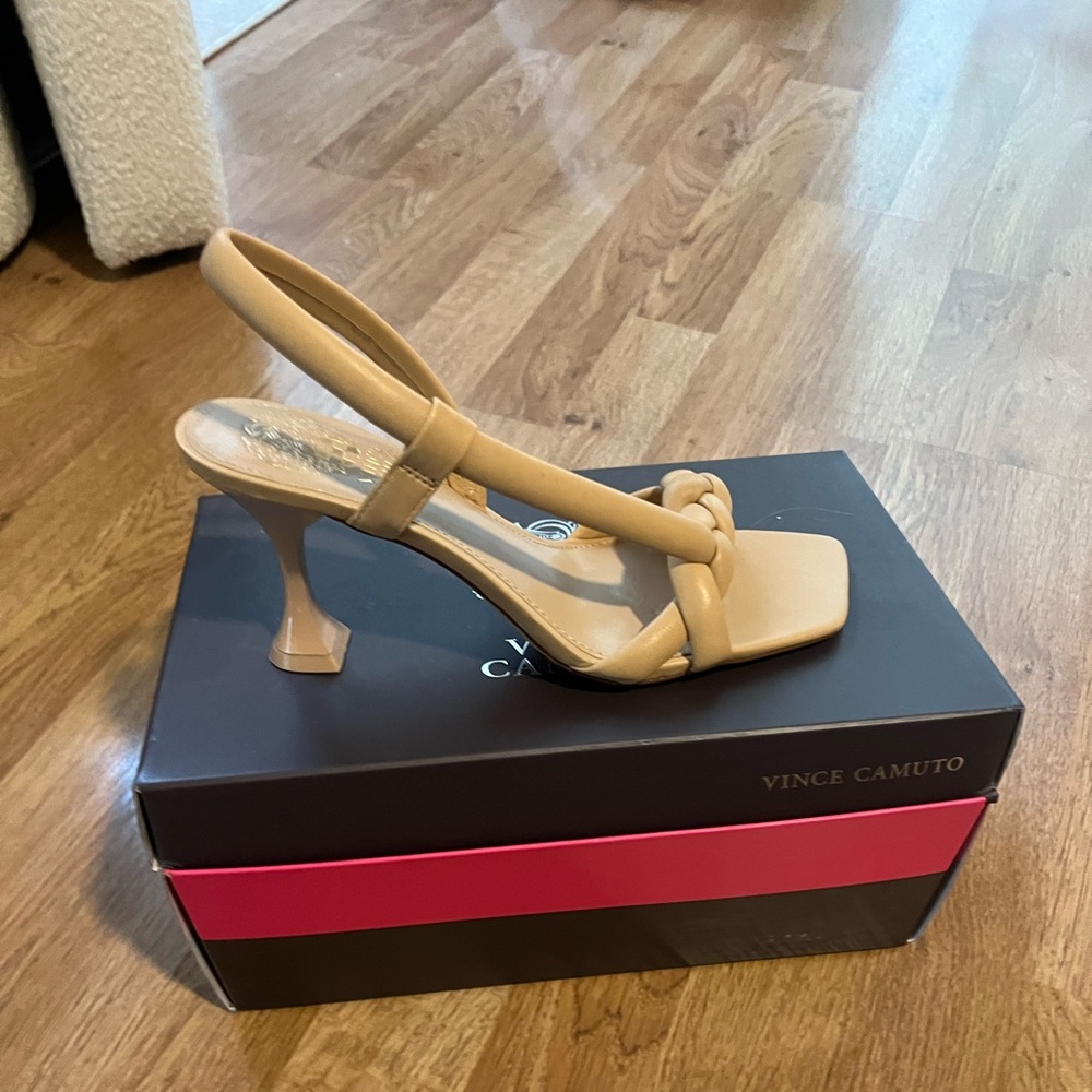 Vince Camuto Braided Slingback Heels in Tan - Picture 3 of 3